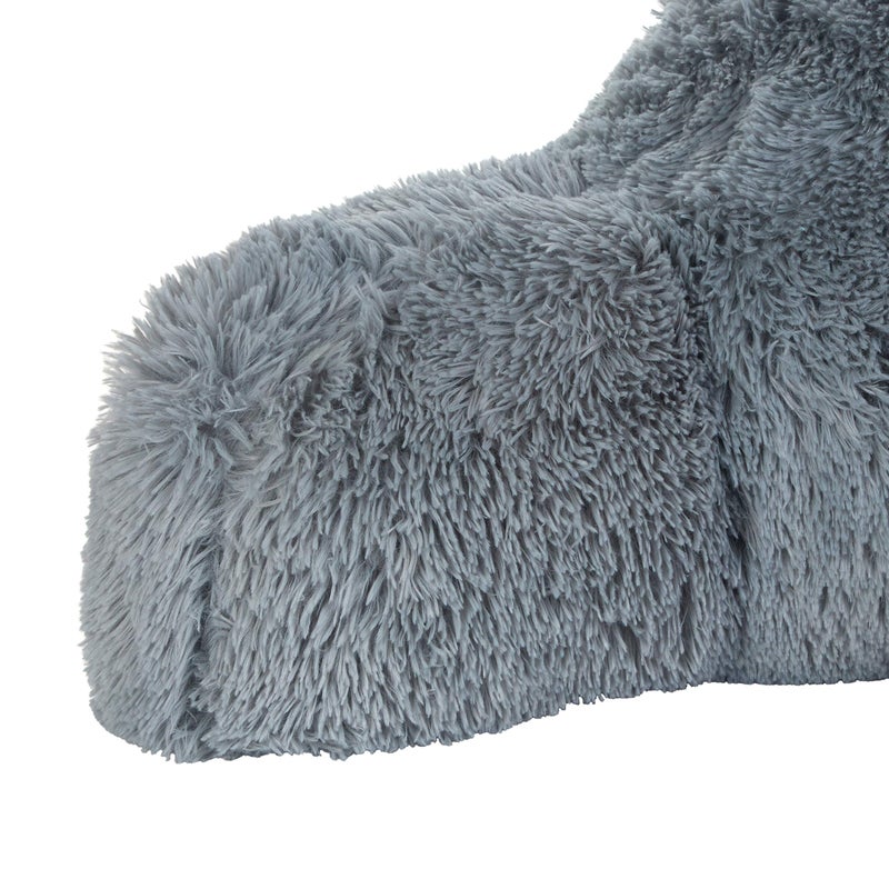 Klear Vu وسادة دعم الظهر كليير فيو شاجي للبالغين والأطفال، تعمل كدعم للظهر والذراعين أثناء الاستلقاء على السرير أو الكرسي أو الأريكة أو الأرض - وسادة قراءة كبيرة، 30" × 21"، رمادي - Image 3